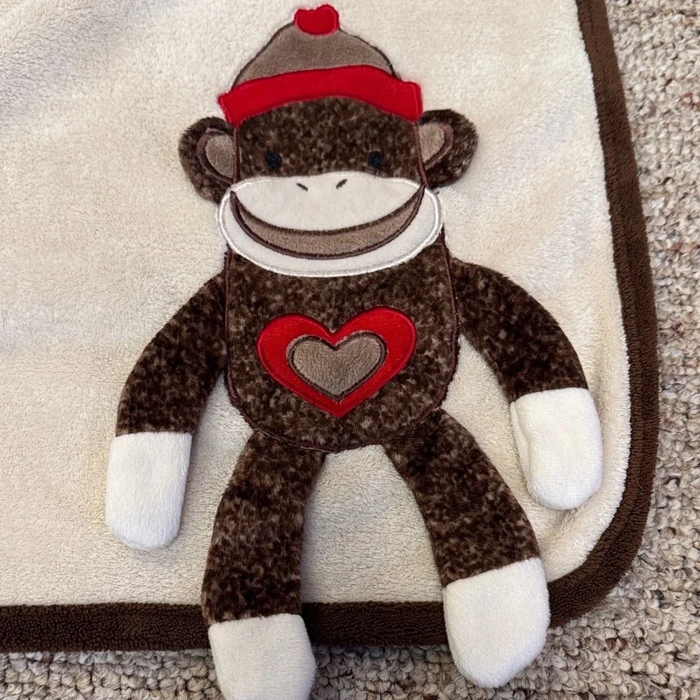 BabiesRUs Cream and Brown Monkey Throw